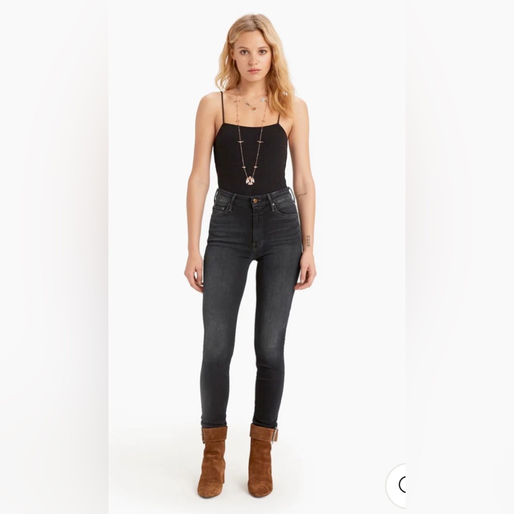 Mother High Waisted Looker jeans in the "Coffee Tea or Me" wash